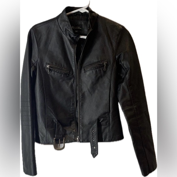 Vintage Jackets & Blazers - VINTAGE Black Genuine Leather Motorcycle Jacket | Moto Biker Style | Size S